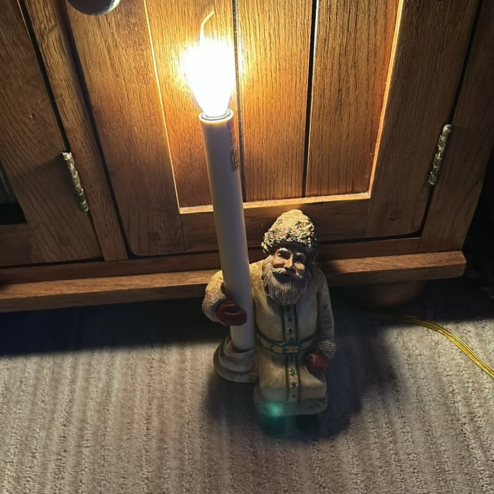 Cresswell Christmas Holiday Shelf Sitter Victorian Santa Welcome Light Lamp Vint